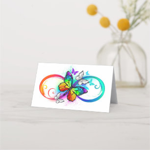 Bright infinity with rainbow butterfly loyalty card