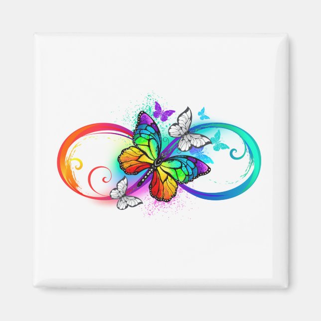 Bright infinity with rainbow butterfly magnet (Front)