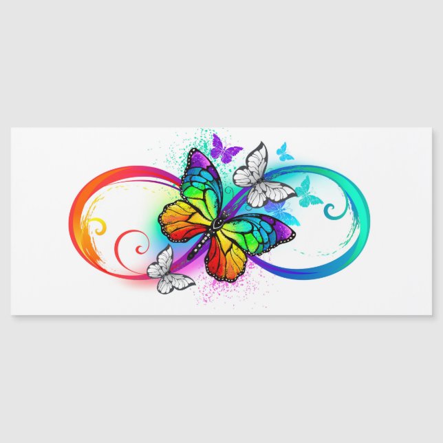 Bright infinity with rainbow butterfly  magnetic invitation (Front)