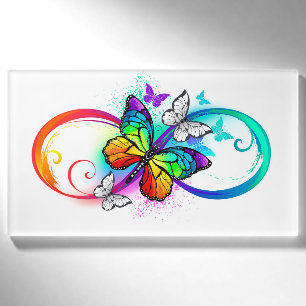 Bright infinity with rainbow butterfly name tag