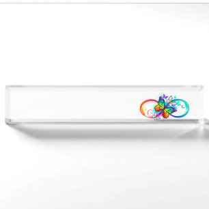 Bright infinity with rainbow butterfly nameplate