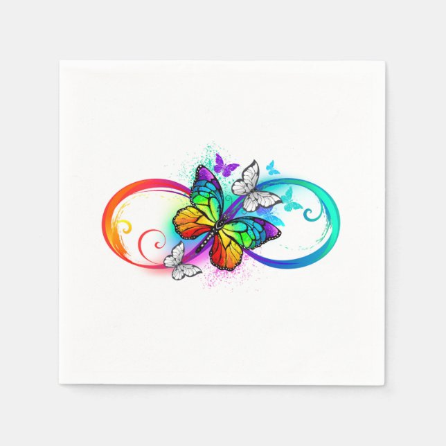 Bright infinity with rainbow butterfly napkin (Front)
