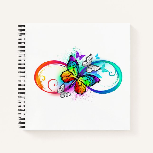Bright infinity with rainbow butterfly notebook (Front)