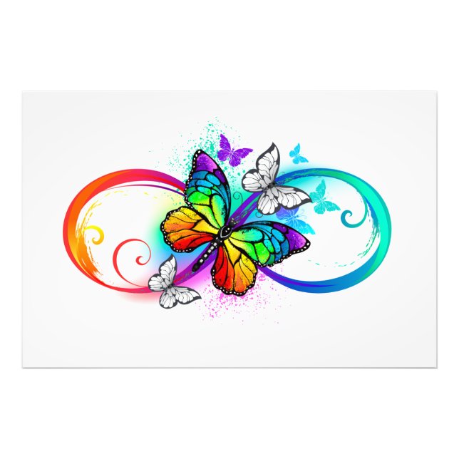 Bright infinity with rainbow butterfly photo print (Front)