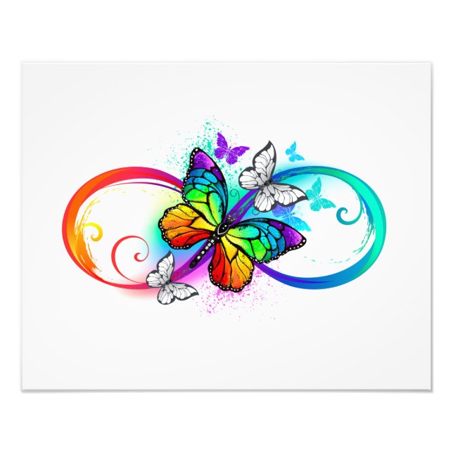 Bright infinity with rainbow butterfly photo print (Front)