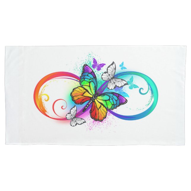 Bright infinity with rainbow butterfly  pillowcase (Front-Left)