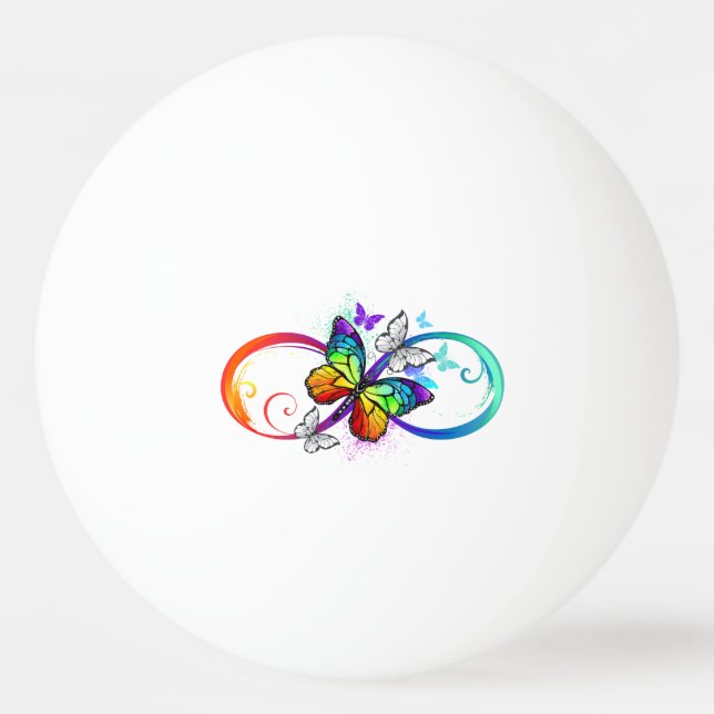 Bright infinity with rainbow butterfly  ping pong ball (Front)