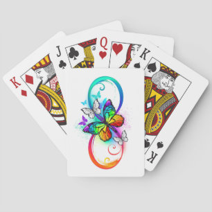 Bright infinity with rainbow butterfly playing cards