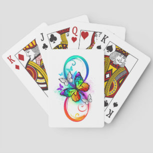 Bright infinity with rainbow butterfly playing cards