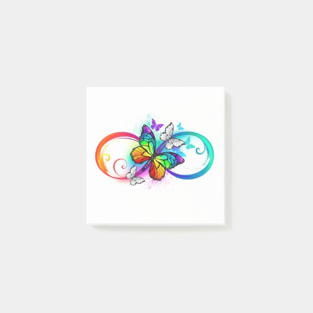 Bright infinity with rainbow butterfly post-it notes (Front)