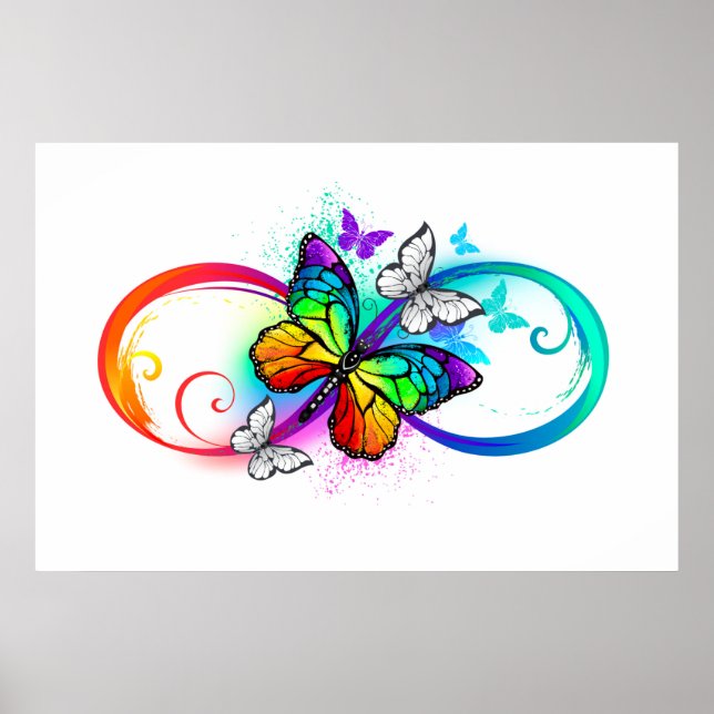 Bright infinity with rainbow butterfly poster (Front)