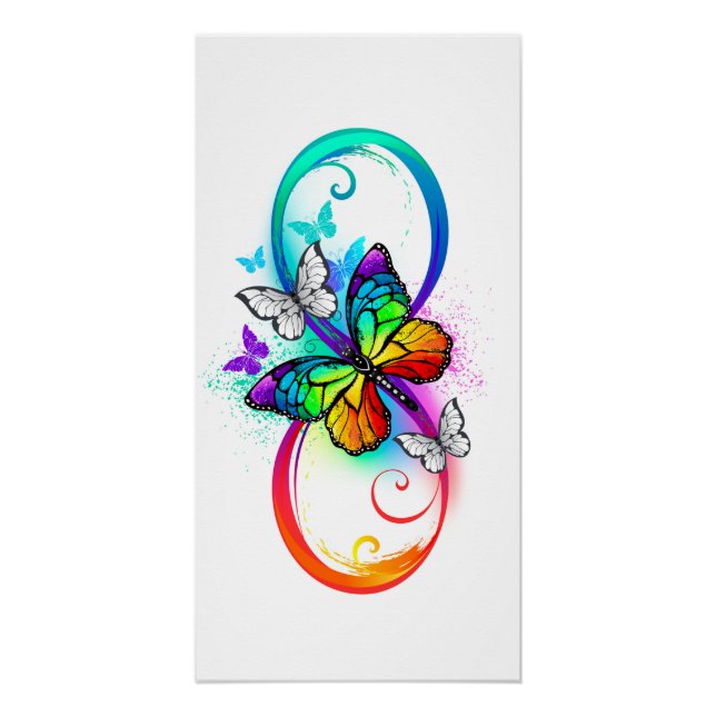 Bright infinity with rainbow butterfly poster (Front)