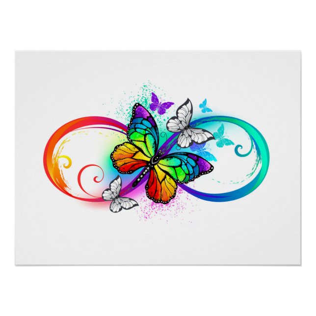 Bright infinity with rainbow butterfly poster (Front)