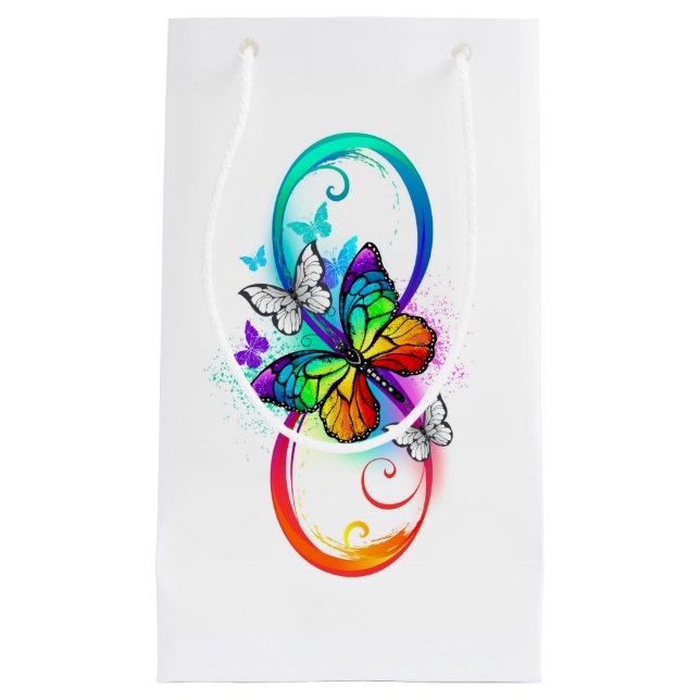 Bright infinity with rainbow butterfly small gift bag (Front)