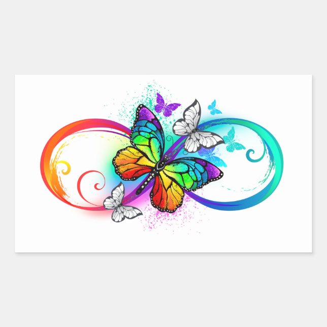 Bright infinity with rainbow butterfly sticker (Front)