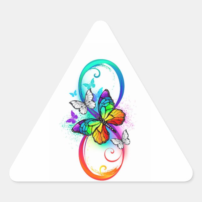 Bright infinity with rainbow butterfly triangle sticker (Front)