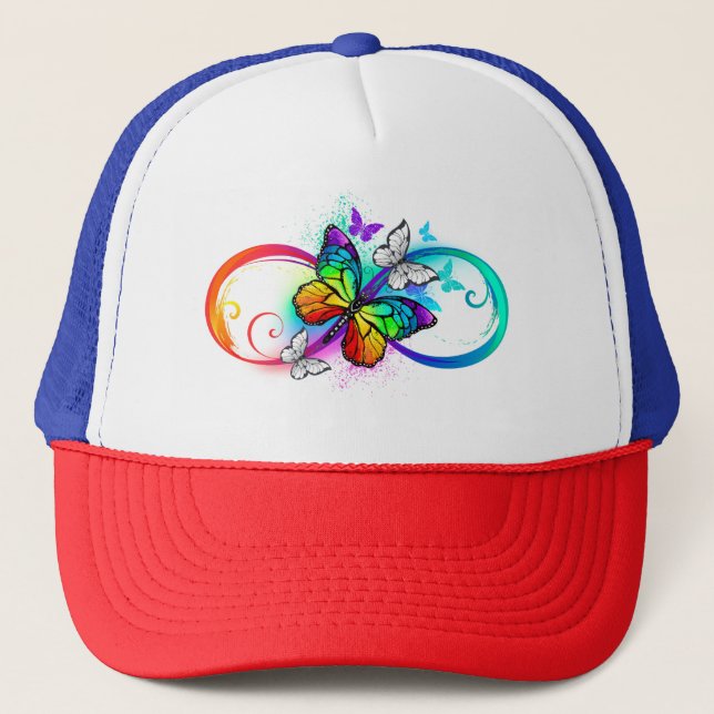 Bright infinity with rainbow butterfly trucker hat (Front)