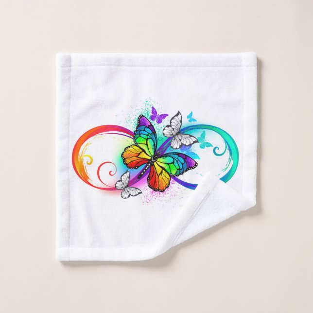 Bright infinity with rainbow butterfly wash cloth (Wash Cloth)