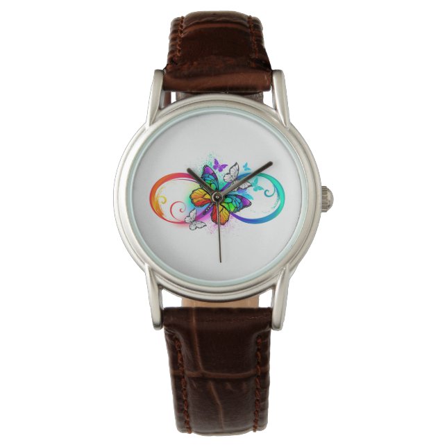 Bright infinity with rainbow butterfly watch (Front)