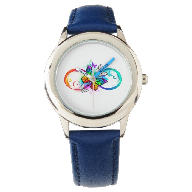 Bright infinity with rainbow butterfly  watch (Front)