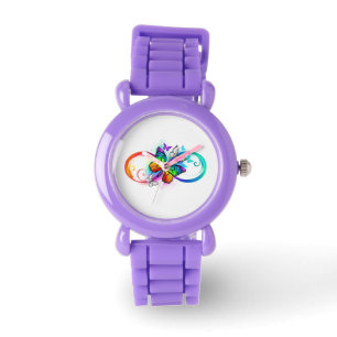 Bright infinity with rainbow butterfly watch
