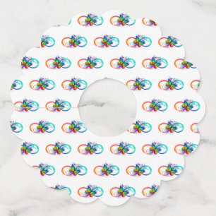 Bright infinity with rainbow butterfly  wine glass tag