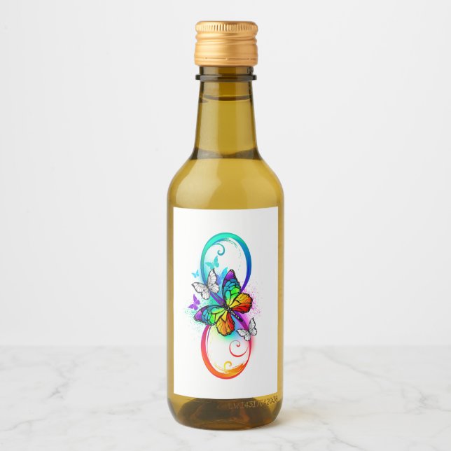 Bright infinity with rainbow butterfly wine label (Front)