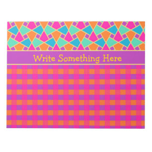 Bright Islamic Pattern and Checks Notepad, Jotter Notepad