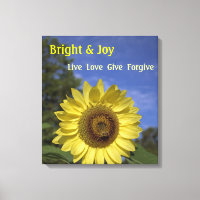 Bright & joy, live, love and give wrapped canvas.
