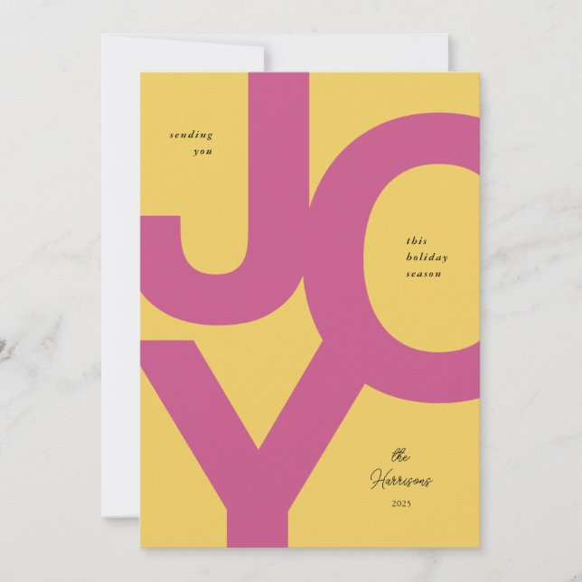 Bright Joy Pink & Yellow Carte de vacances non pho (Devant)