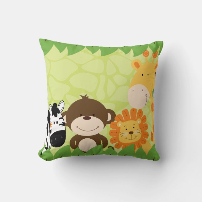 Bright Jungle Safari Pillow (Front)