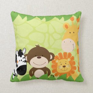 Bright Jungle Safari Pillow