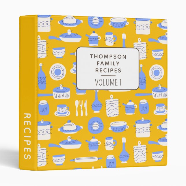 Bright Kitchen Tools Personalized Family Recipes Binder (Front/Spine)