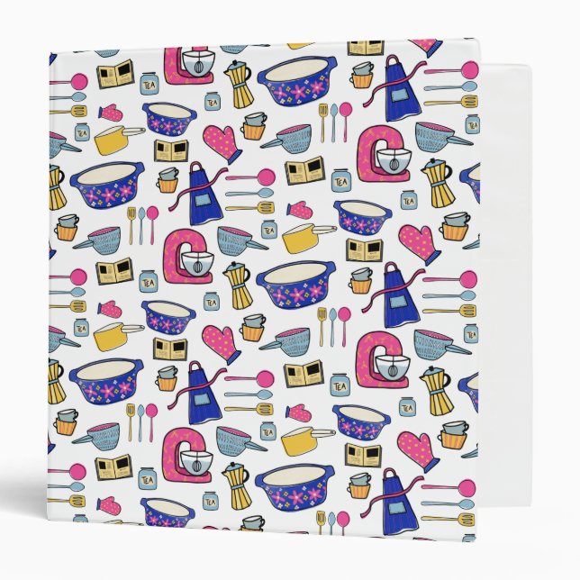 Bright Kitchen Utensils Chef Cake Baker Binder (Front/Inside)