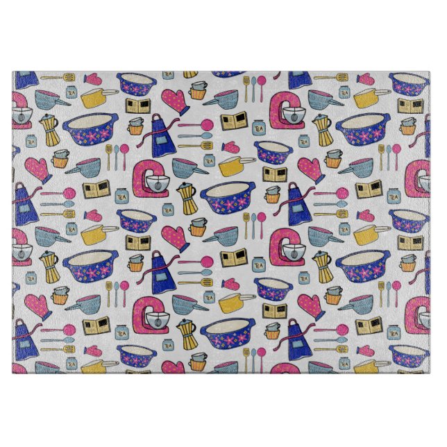 Bright Kitchen Utensils Chef Cake Baker  Cutting Board (Front)