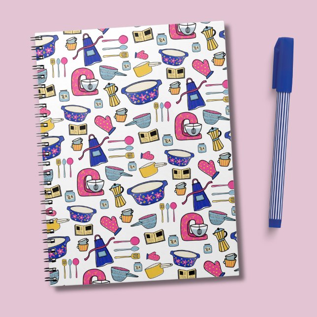 Bright Kitchen Utensils Chef Cake Baker Notebook (Kitchen utensil pattern notebook)