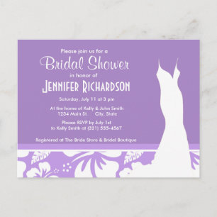 Bright Lavender Tropical Hibiscus; Personalized Invitation Postcard