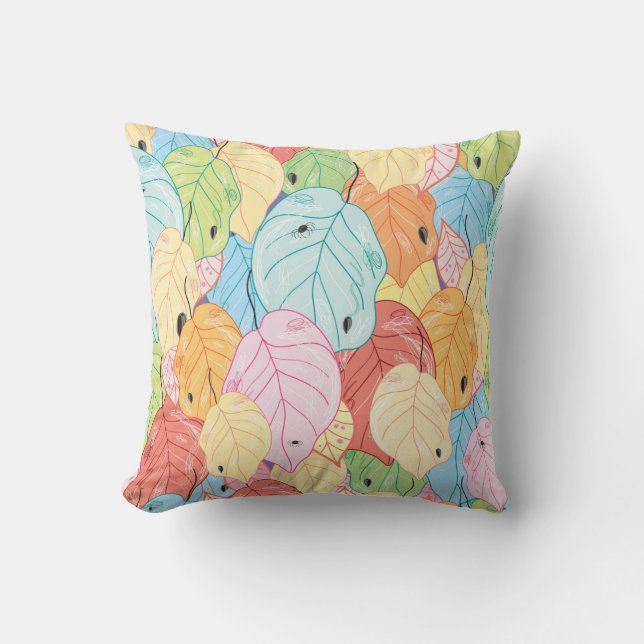 Bright Leaf Texture: Nature Inspired. Throw Pillow (Front)