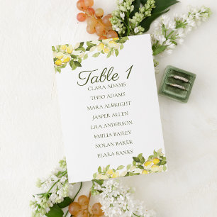 Bright Lemon Fresh Wedding Seating Chart Card
