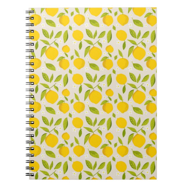 Bright Lemon Pattern – Fresh Yellow Citrus Fruit  Notebook (Front)