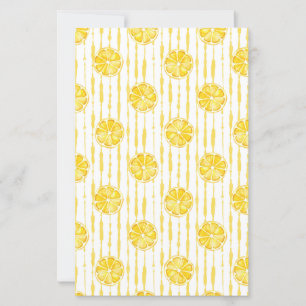 Bright Lemon Slices on Striped Background
