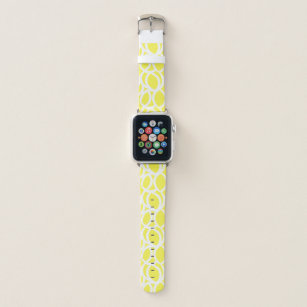 Bright Lemon Yellow and White Abstract Pattern Apple Watch Band