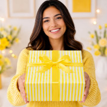 Bright Lemon Yellow Watercolor Stripes