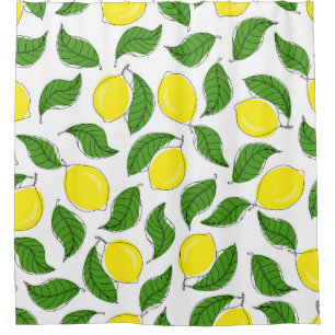 Bright Lemons Green Leaves Pattern