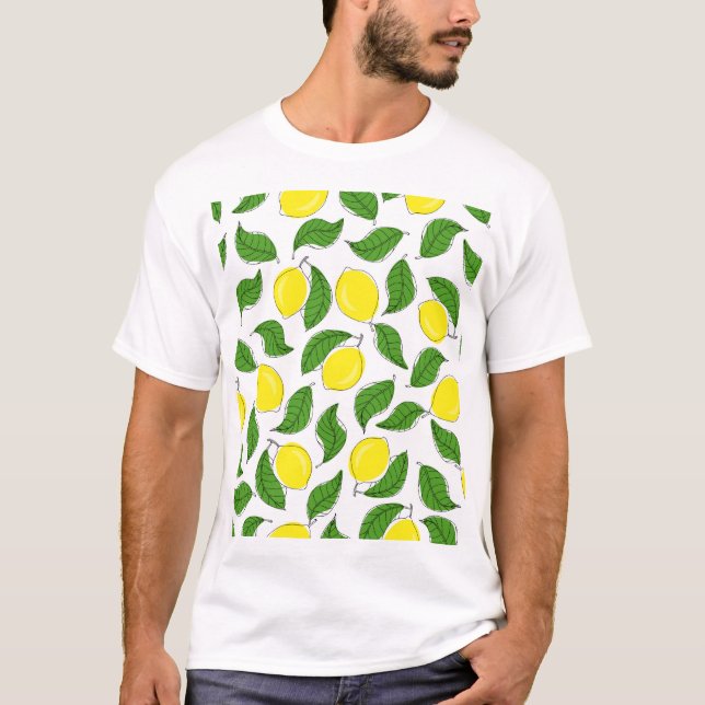 Bright Lemons Green Leaves Pattern T-Shirt (Front)