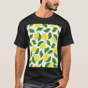 Bright Lemons Green Leaves Pattern T-Shirt