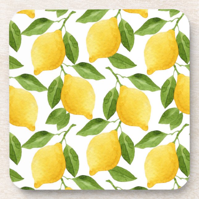 Bright lemons plastic coasters (Front)