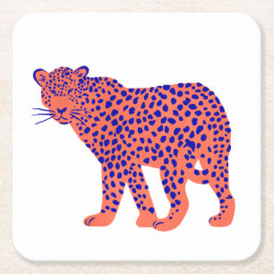 Bright Leopard Square Paper Coaster