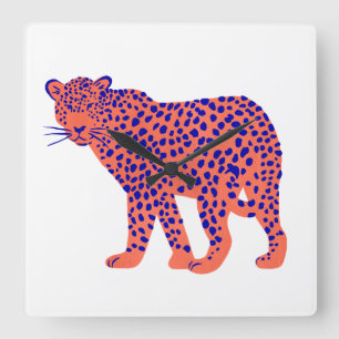 Bright Leopard Square Wall Clock