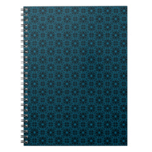 Bright Light Blue Black Geometric Symmetry Pattern Notebook